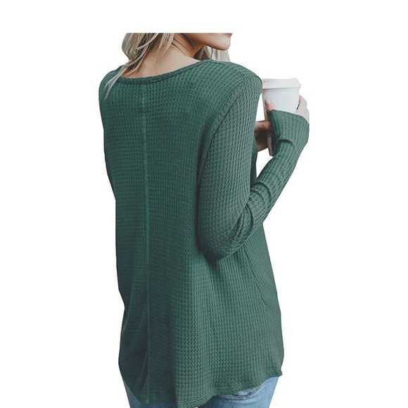 KEEGO Half Button Henley in Emerald Green - Picture 3 of 3